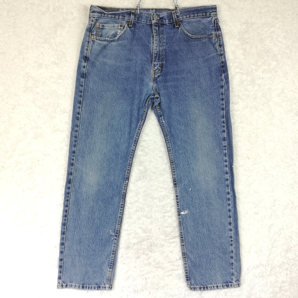Levi's Mens Jeans 505 Regular Fit Blue Denim Straight Leg Medium Wash 38x32